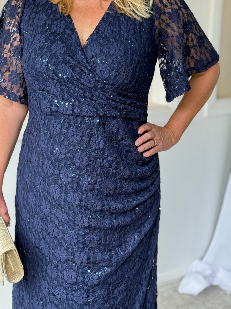 Qandala Navy Sequin Gown