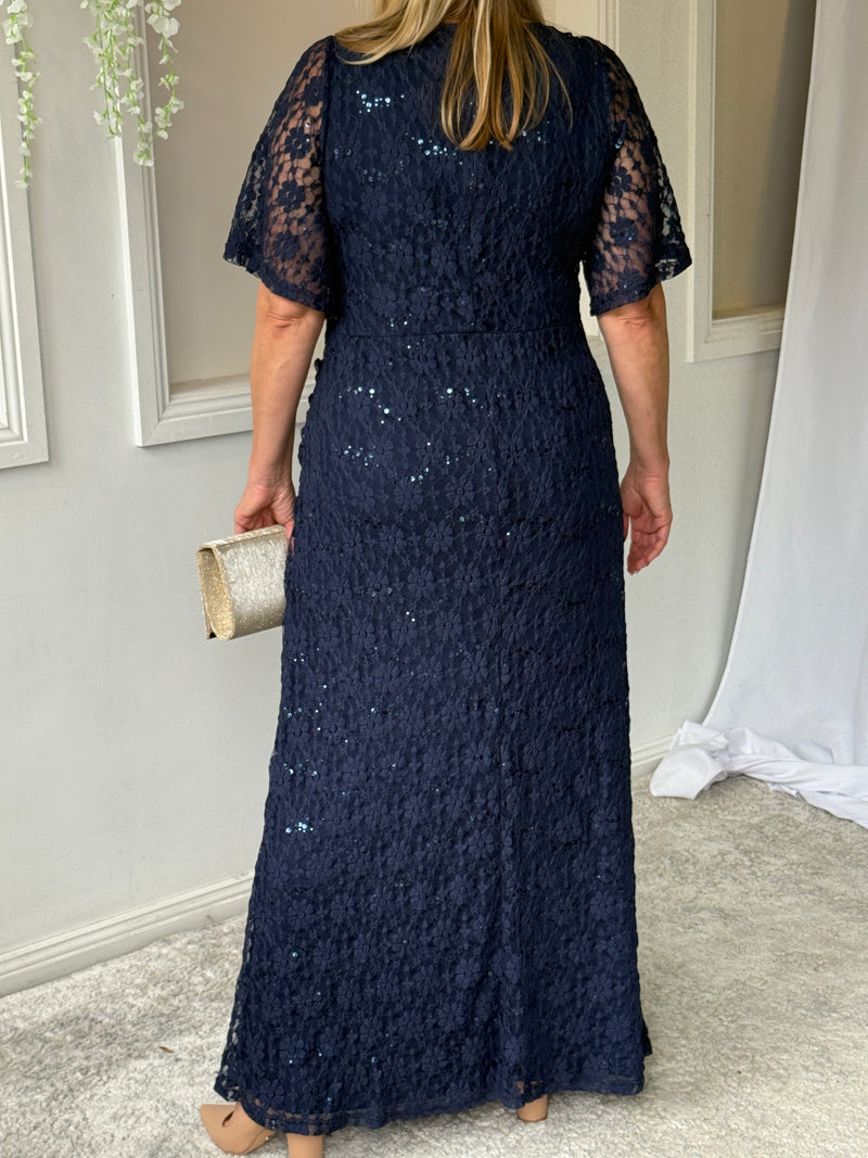 Qandala Navy Sequin Gown