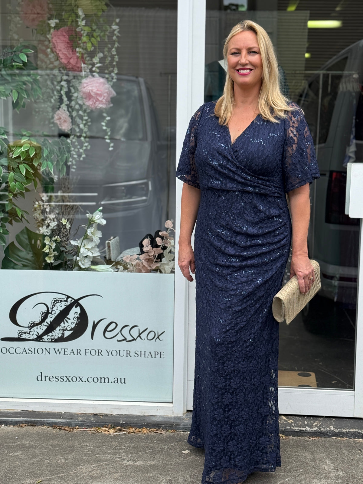 Qandala Navy Sequin Gown