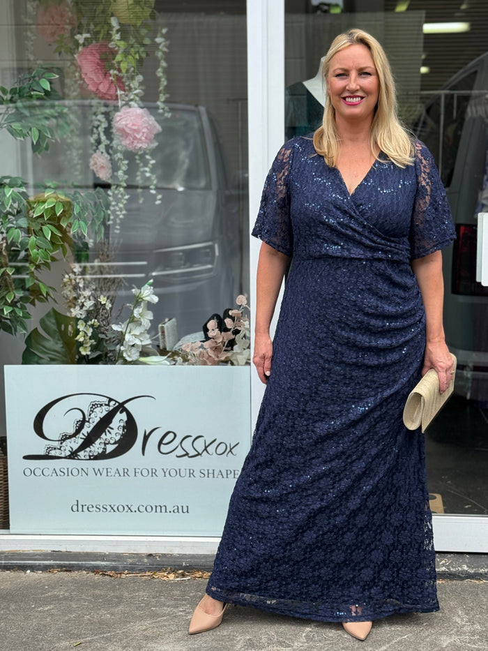 Qandala Navy Sequin Gown