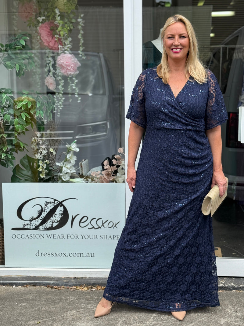 Qandala Navy Sequin Gown