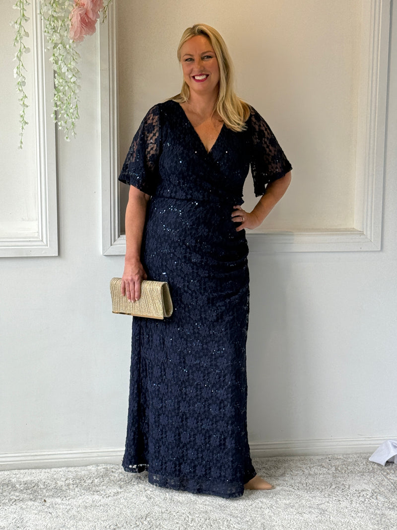 Qandala Navy Sequin Gown