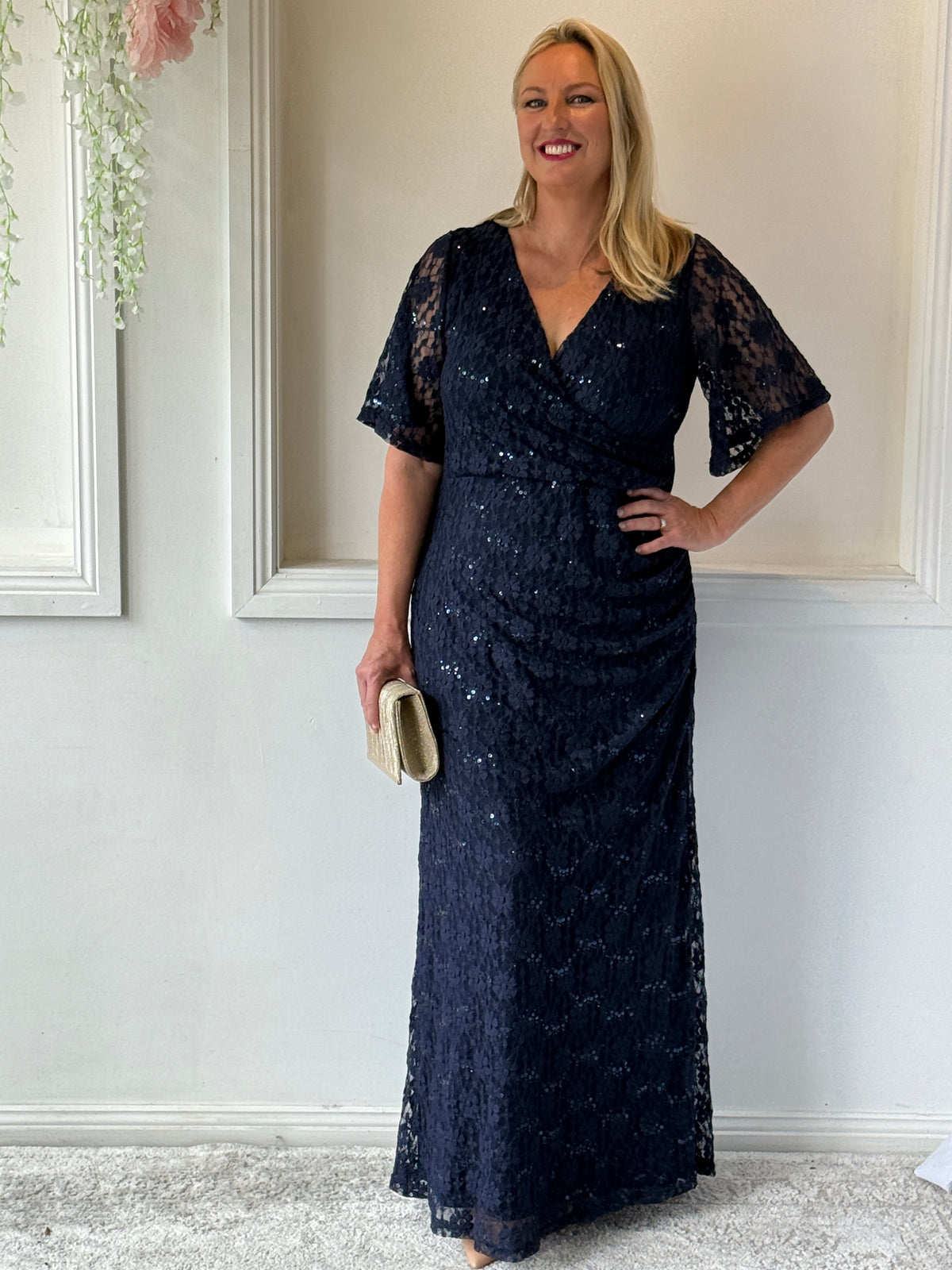 Qandala Navy Sequin Gown