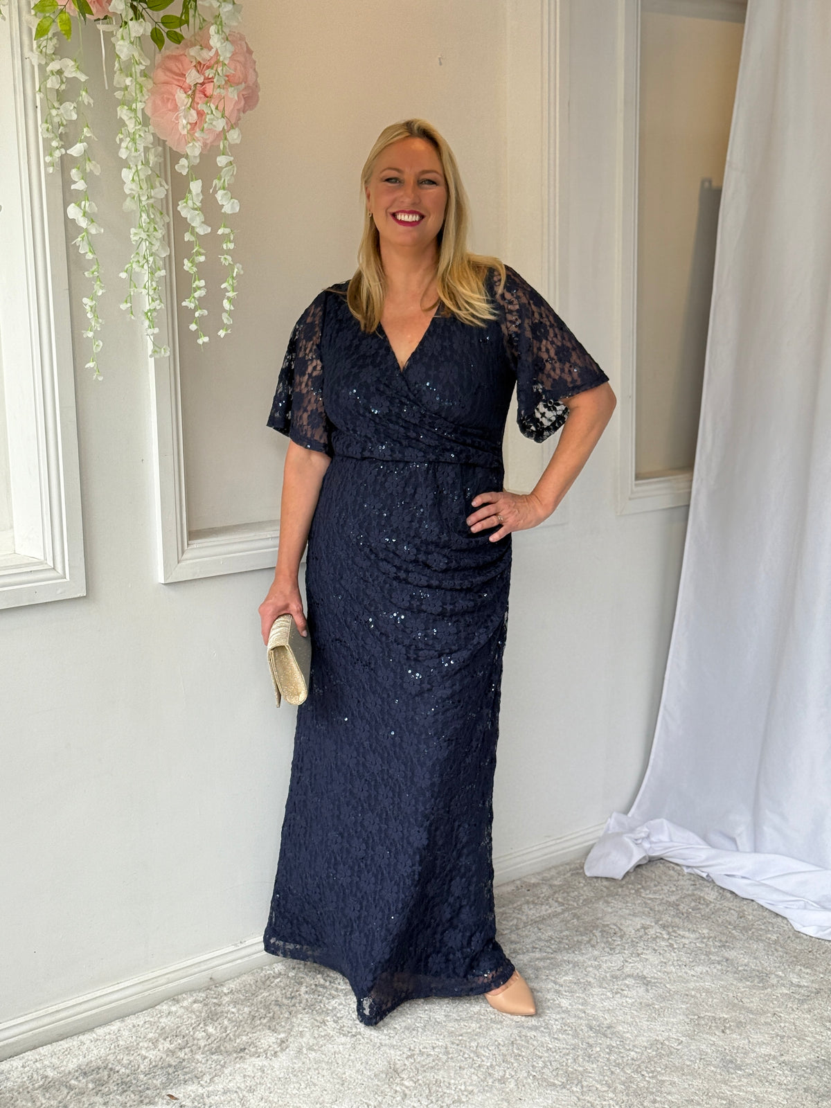 Qandala Navy Sequin Gown