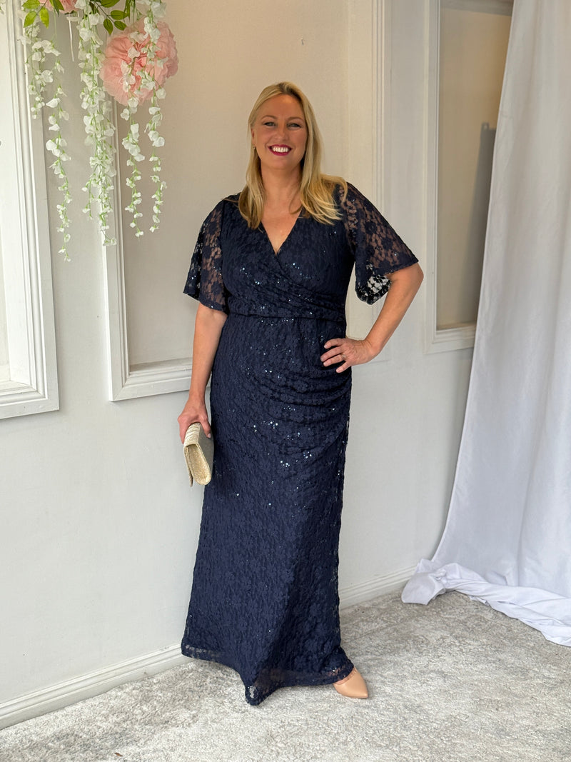 Qandala Navy Sequin Gown