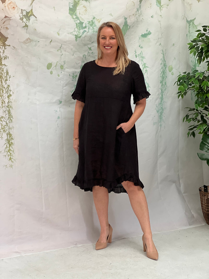 Quade Black Linen Dress