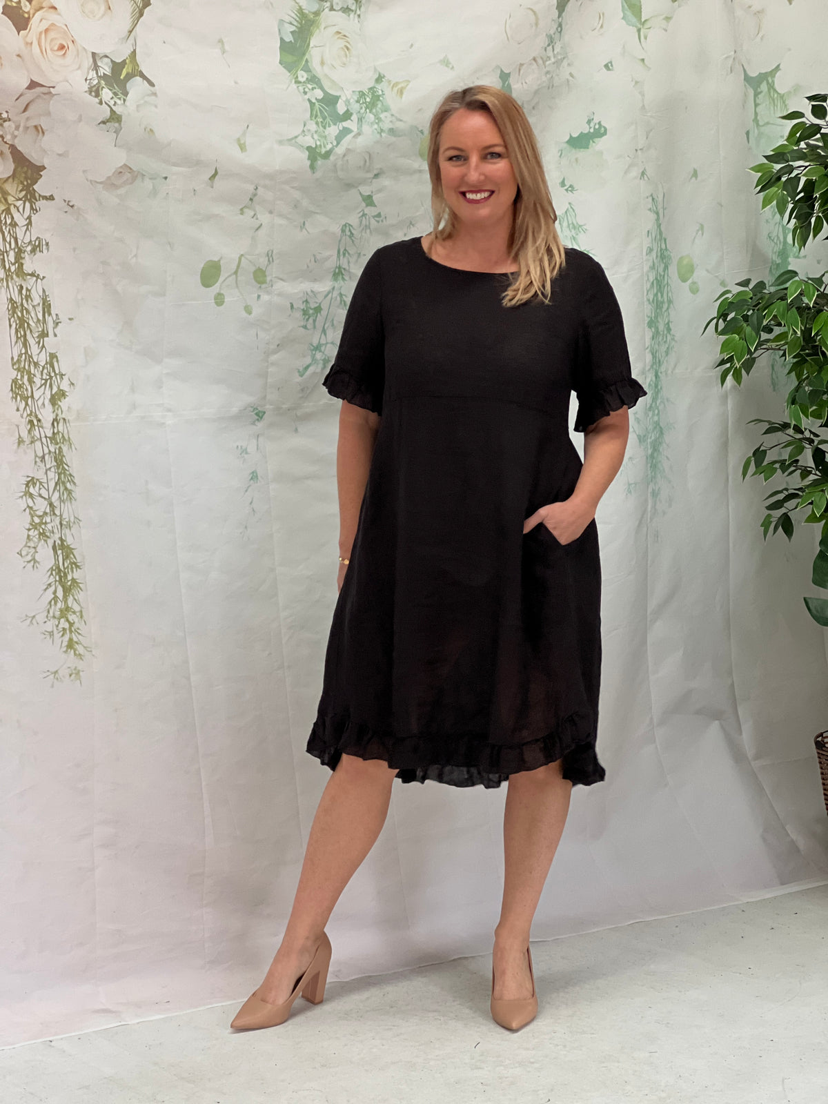 Quade Black Linen Dress