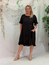 Quade Black Linen Dress