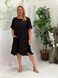 Quade Black Linen Dress