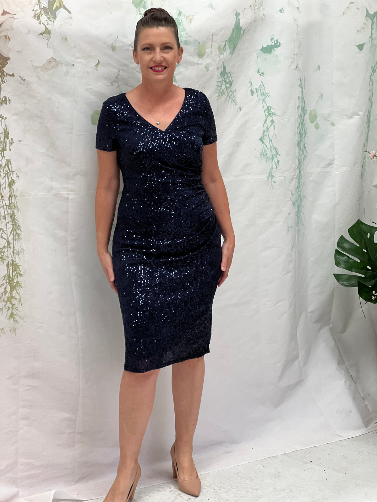 Quartez Navy Sequin Dress