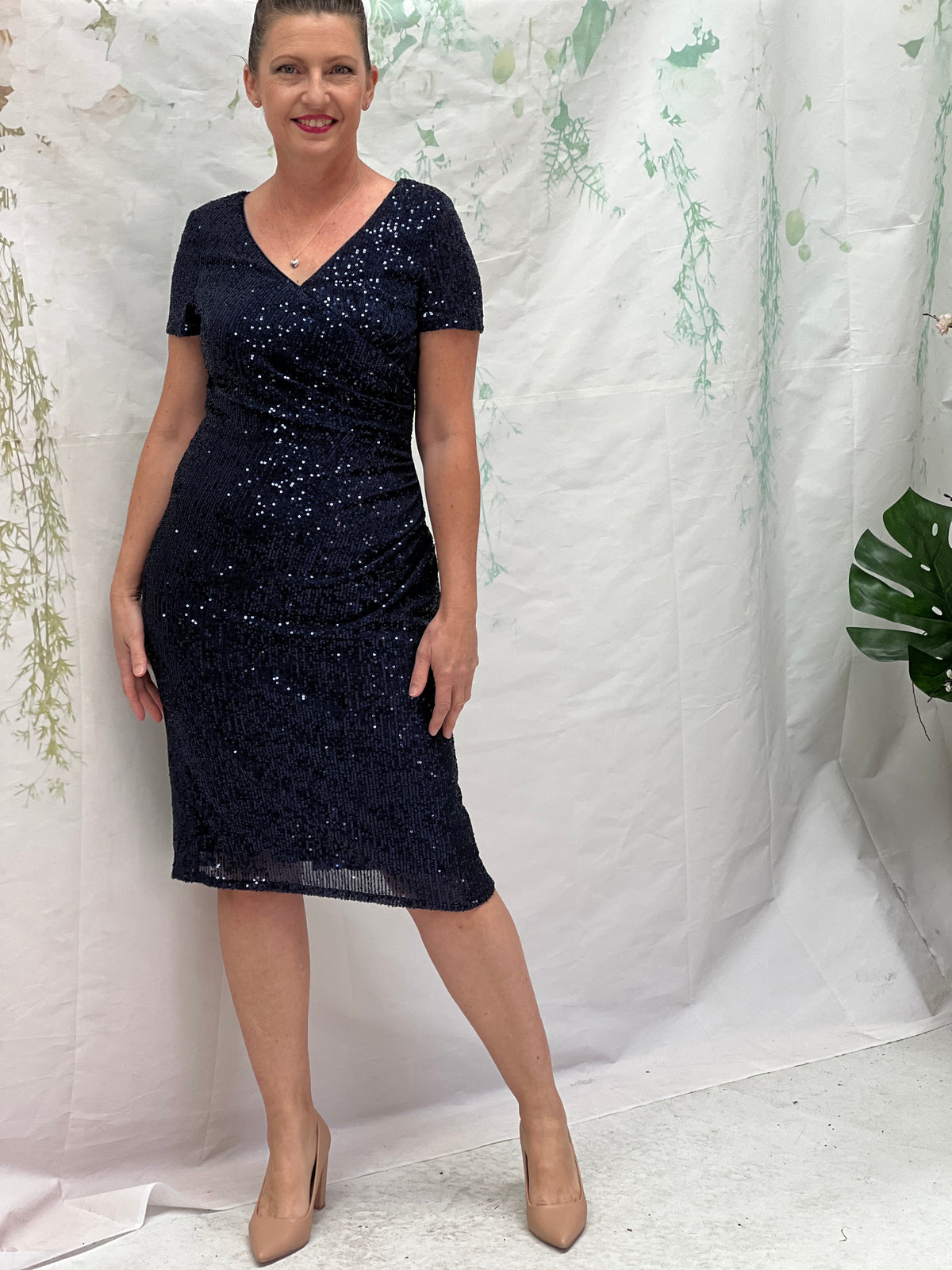 Quartez Navy Sequin Dress