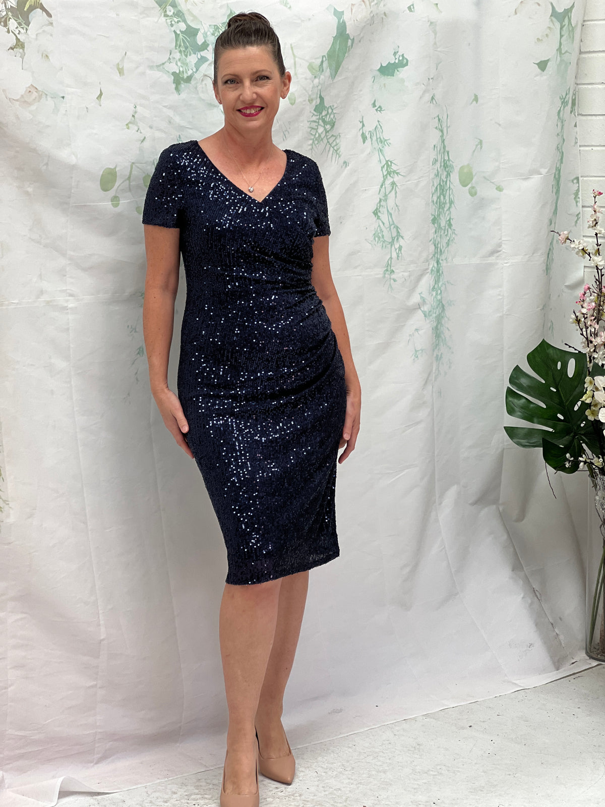 Quartez Navy Sequin Dress