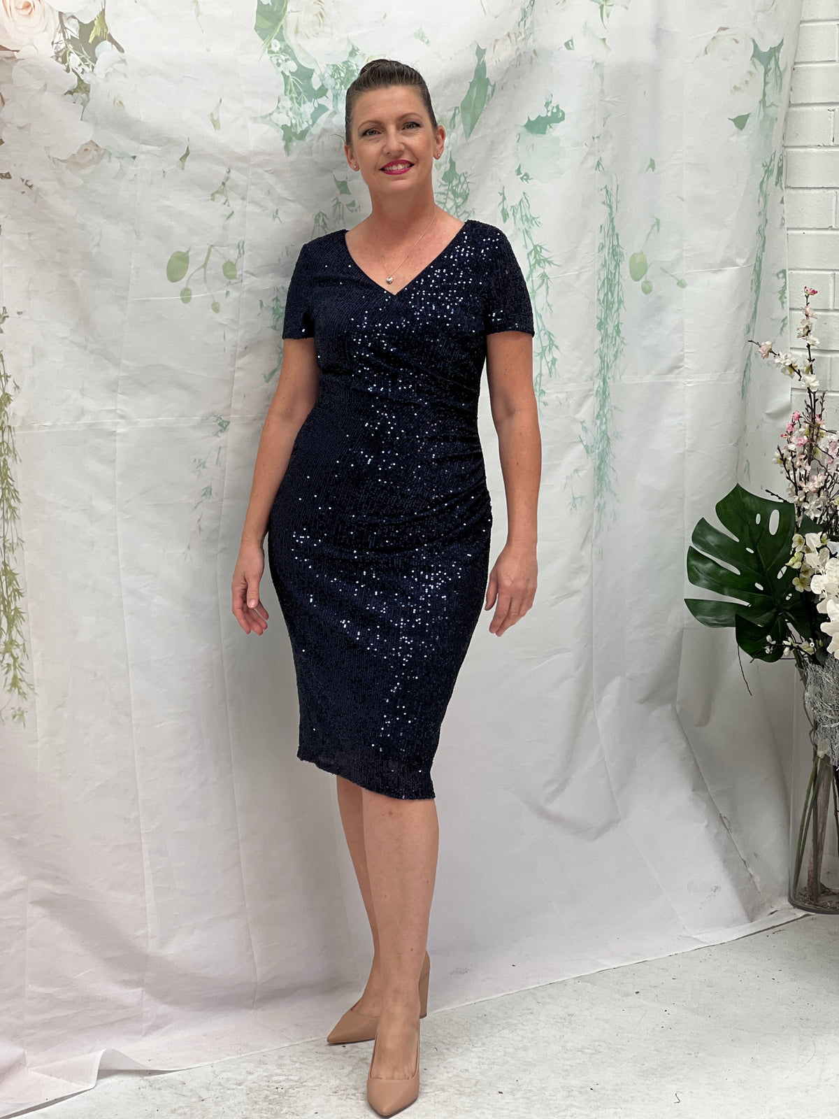 Quartez Navy Sequin Dress