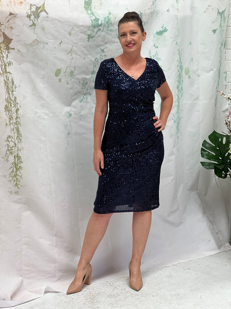 Quartez Navy Sequin Dress