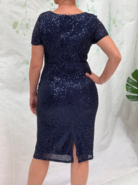 Quartez Navy Sequin Dress