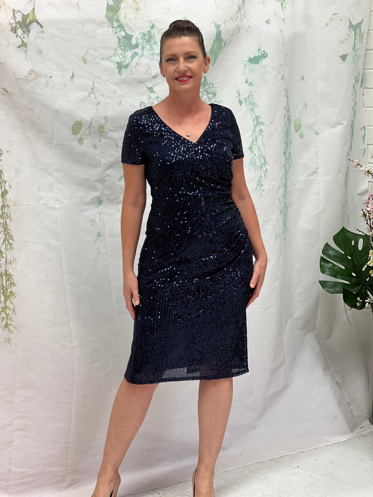 Quartez Navy Sequin Dress