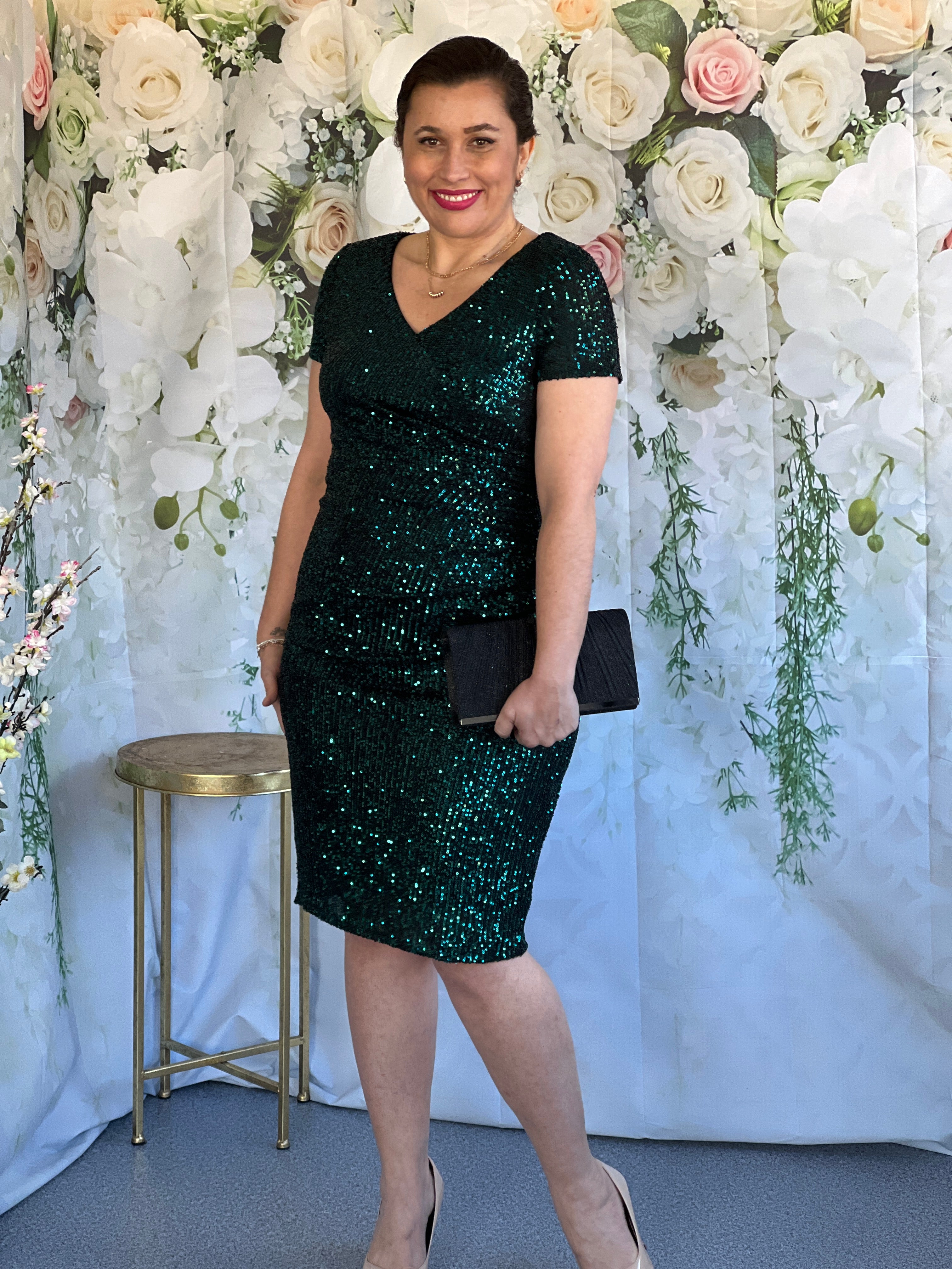 パーティードレス Emerald Sequins Dress Quartez Emerald Sequin Dress – Dressxox