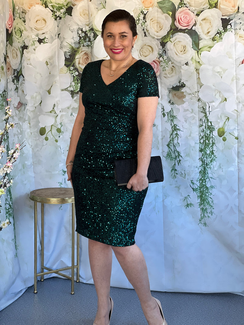 Quartez Emerald Sequin Dress