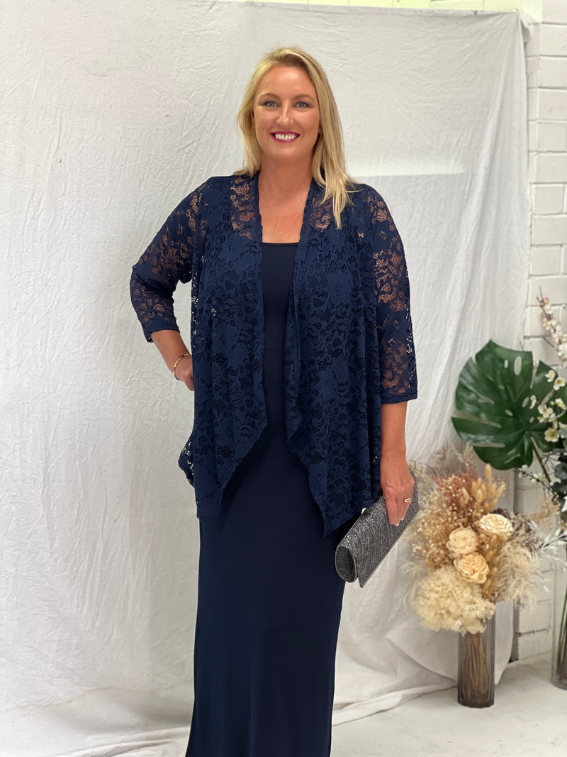 Queen Navy Lace Cardigan – Dressxox - Main Image