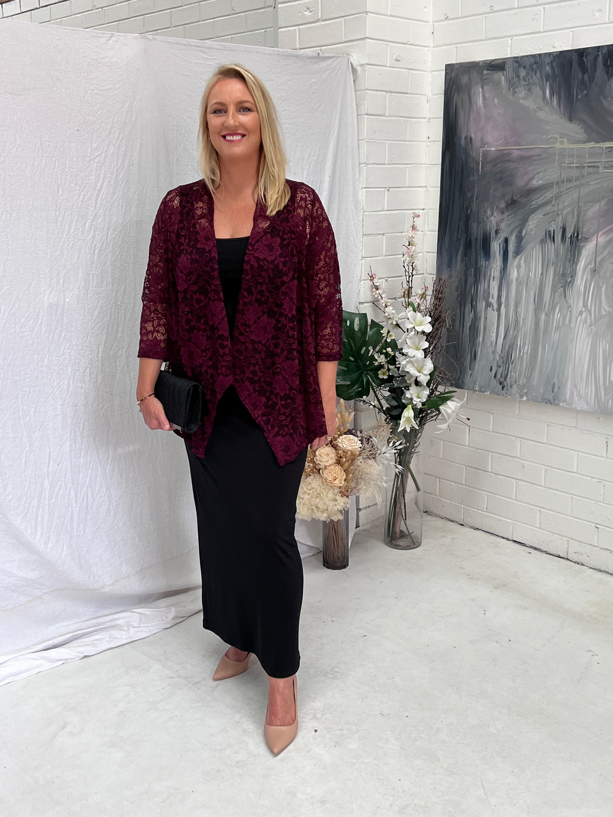 Queen Burgundy Lace Cardigan Dressxox Queen Burgundy Lace Cardigan Dressxox