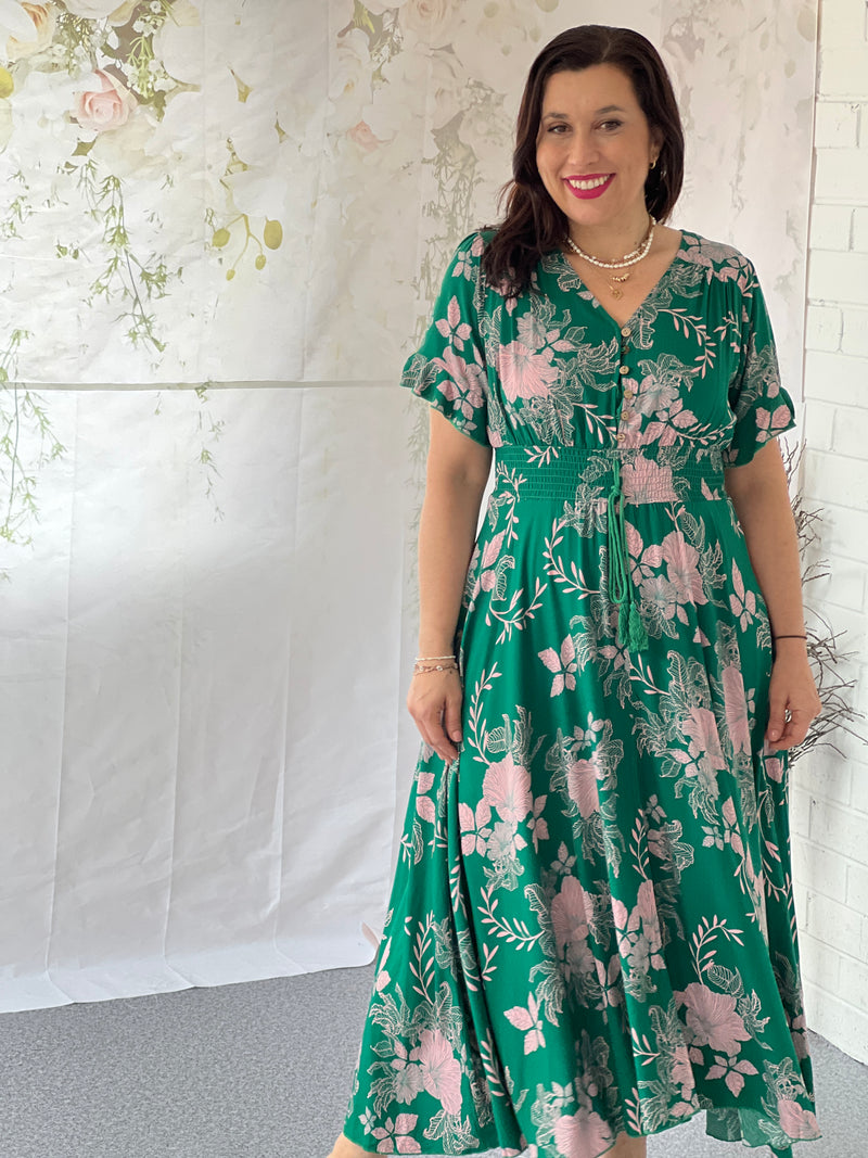 Quin Emerald Floral Dress