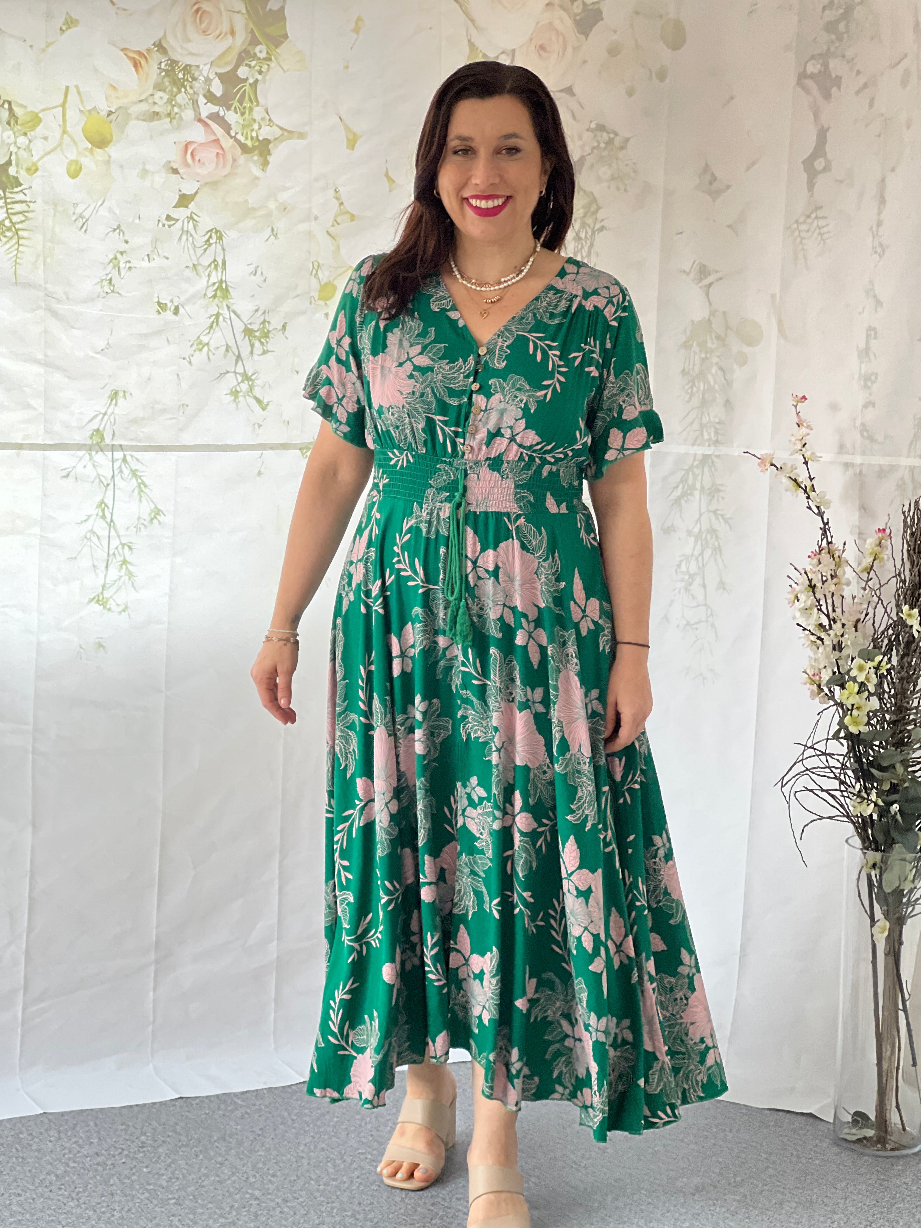 Quin Emerald Floral Dress