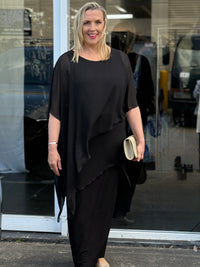 Quixie Black Evening Tunic Top