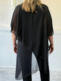 Quixie Black Evening Tunic Top
