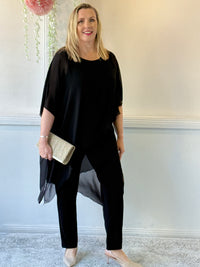Quixie Black Evening Tunic Top