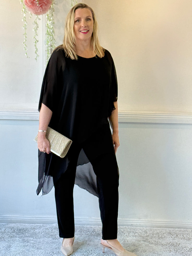 Quixie Black Evening Tunic Top