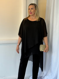 Quixie Black Evening Tunic Top