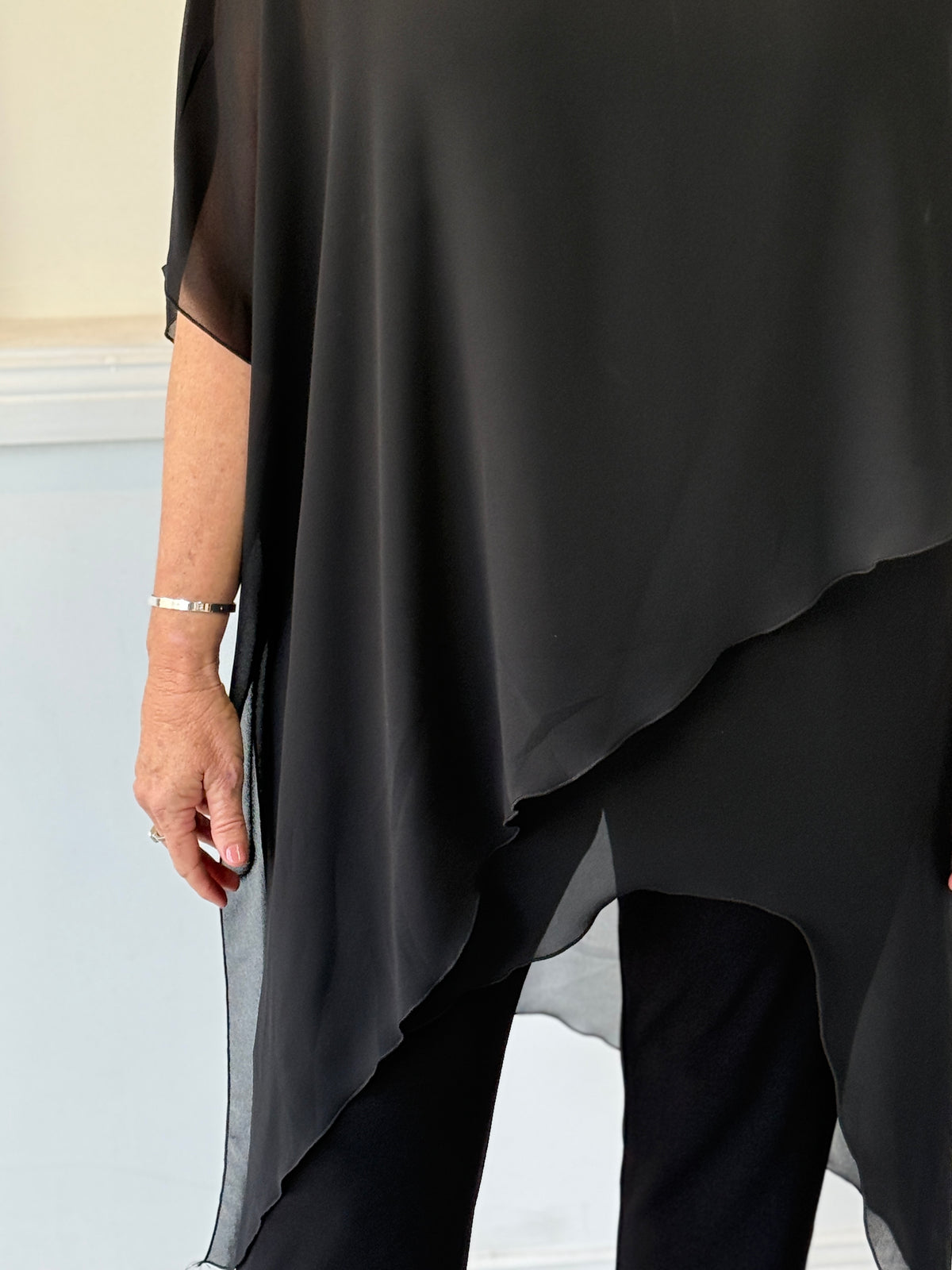 Quixie Black Evening Tunic Top
