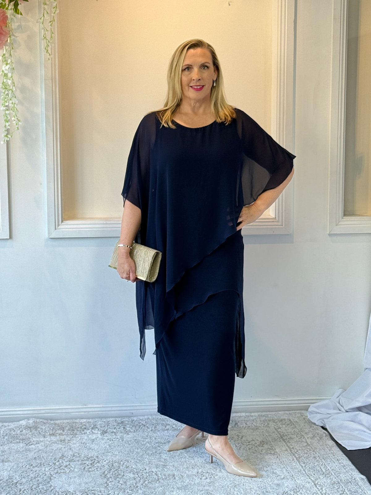 Quixie Navy Evening Tunic Top – Dressxox - Main Image