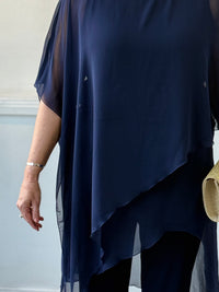 Quixie Navy Evening Tunic Top