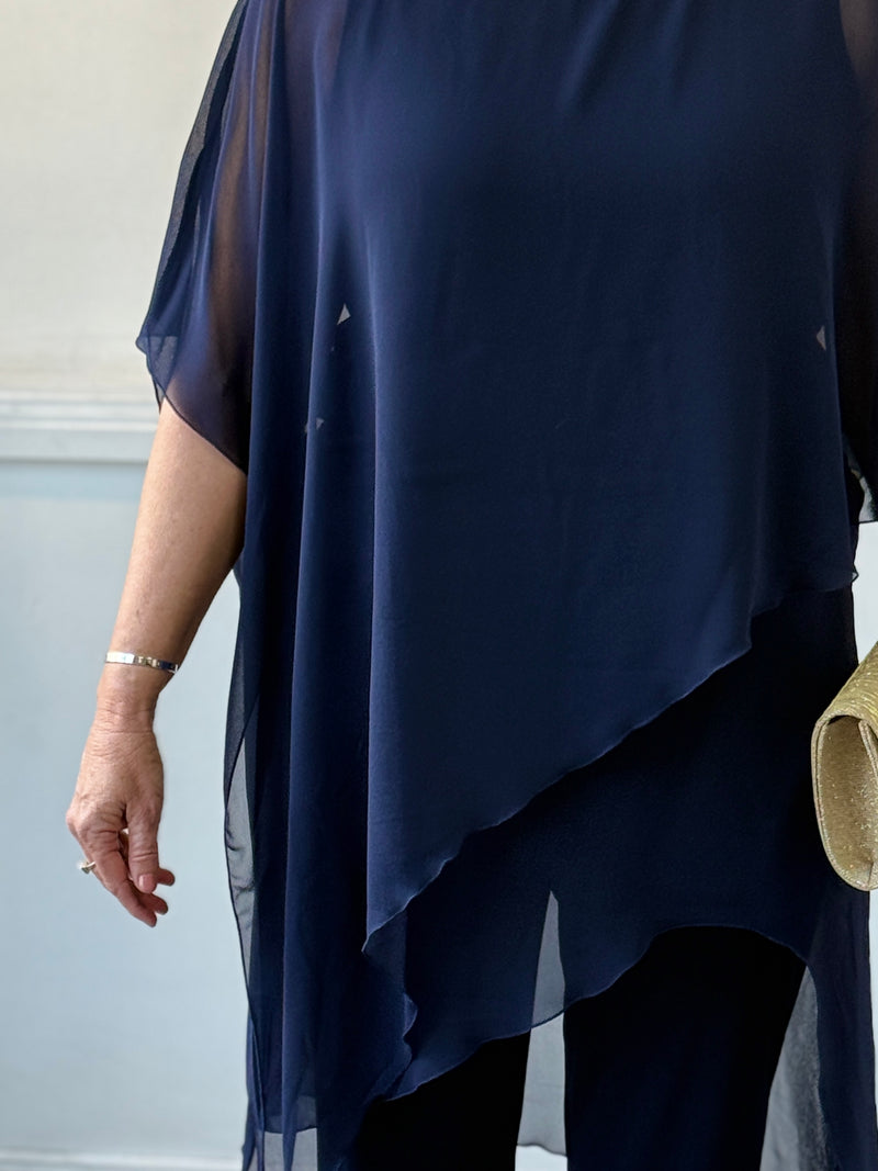Quixie Navy Evening Tunic Top
