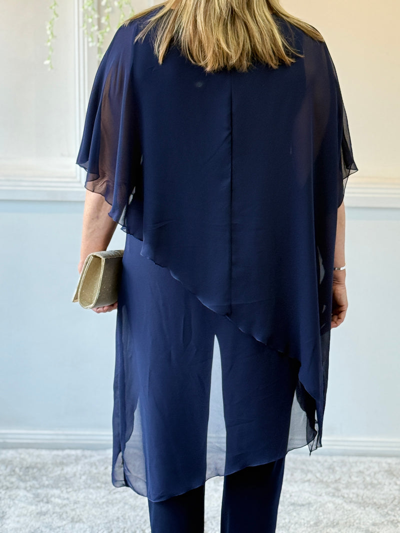 Quixie Navy Evening Tunic Top