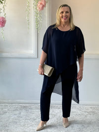 Quixie Navy Evening Tunic Top