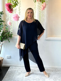 Quixie Navy Evening Tunic Top