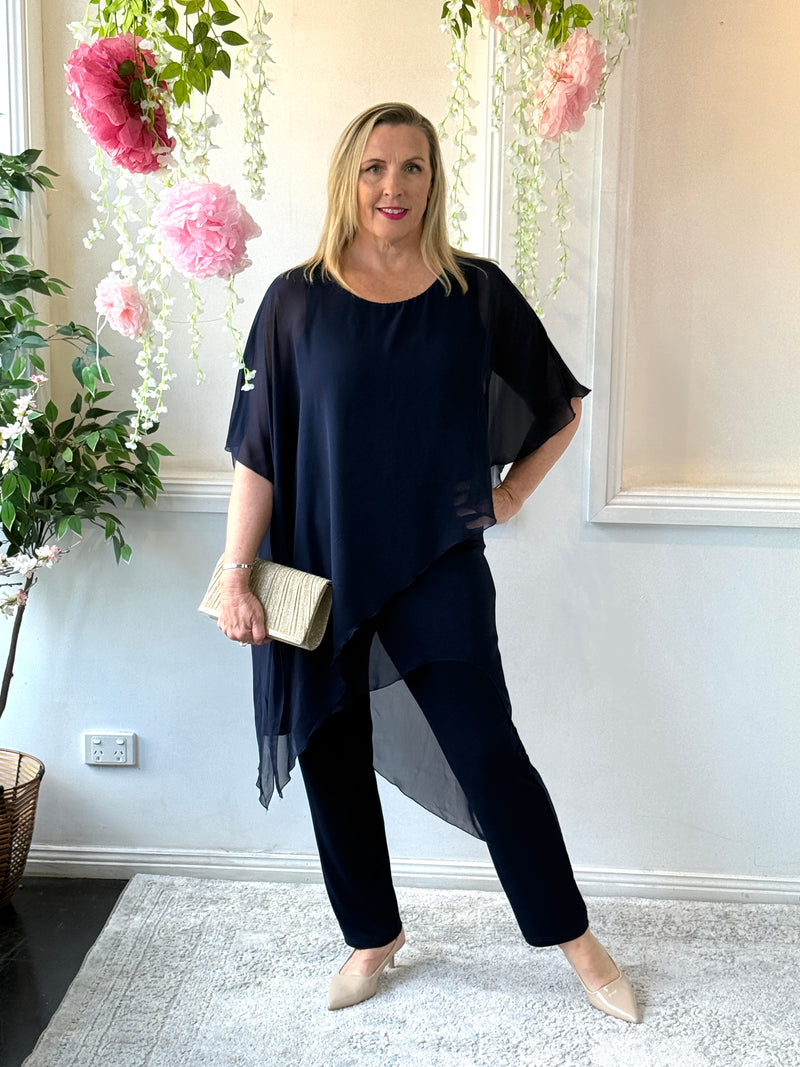 Quixie Navy Evening Tunic Top