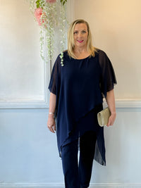 Quixie Navy Evening Tunic Top