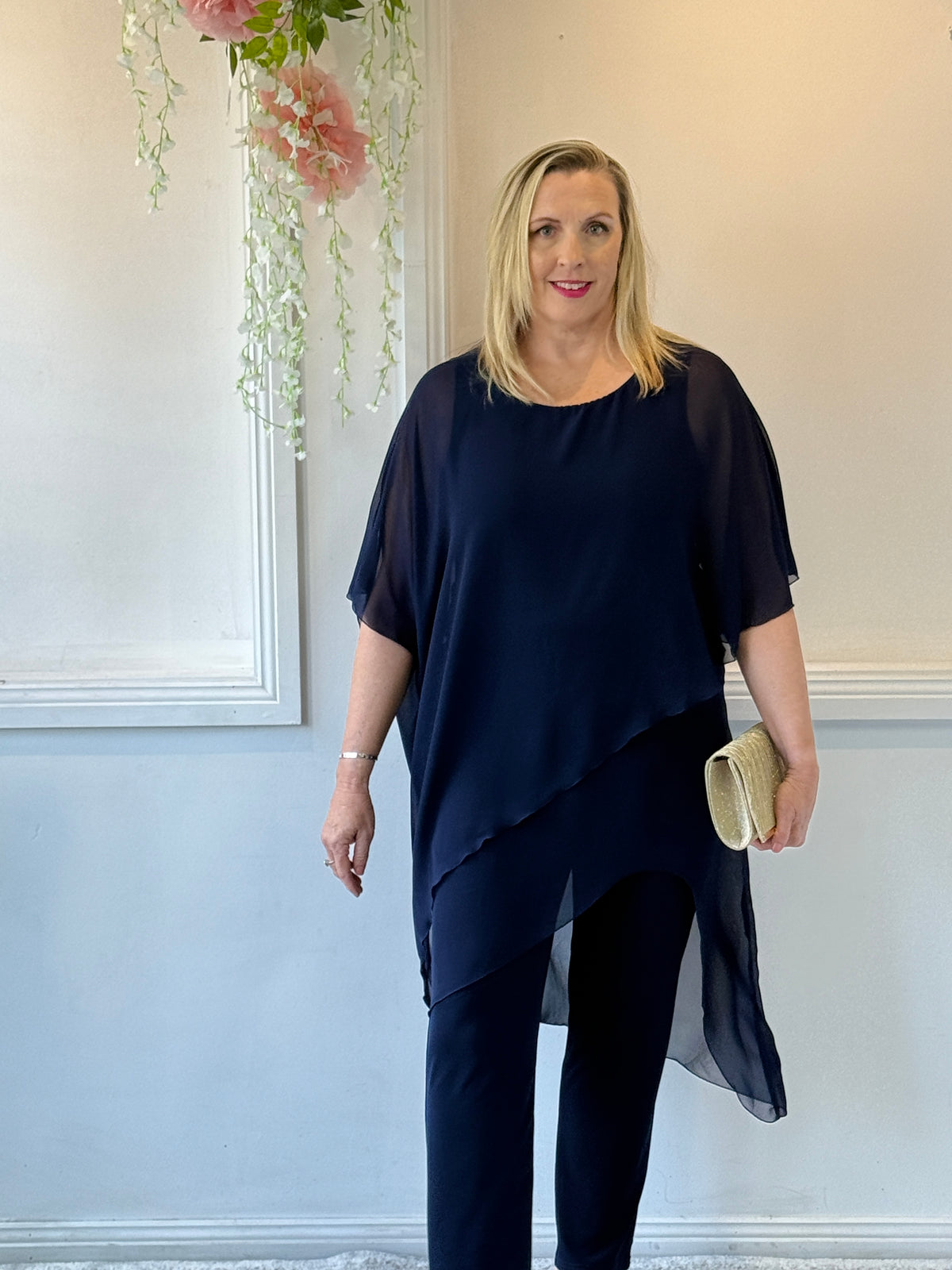 Quixie Navy Evening Tunic Top