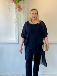 Quixie Navy Evening Tunic Top