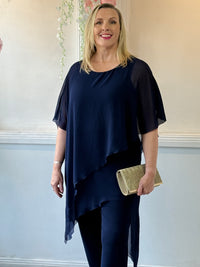 Quixie Navy Evening Tunic Top