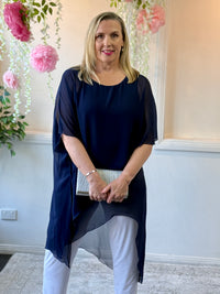 Quixie Navy Evening Tunic Top