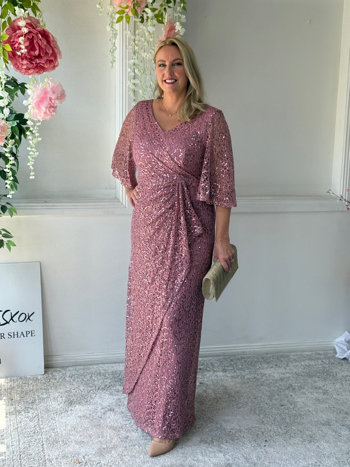 Quora Blush Sequin Gown