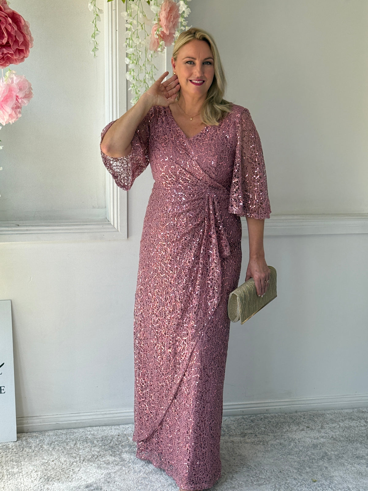 Quora Blush Sequin Gown