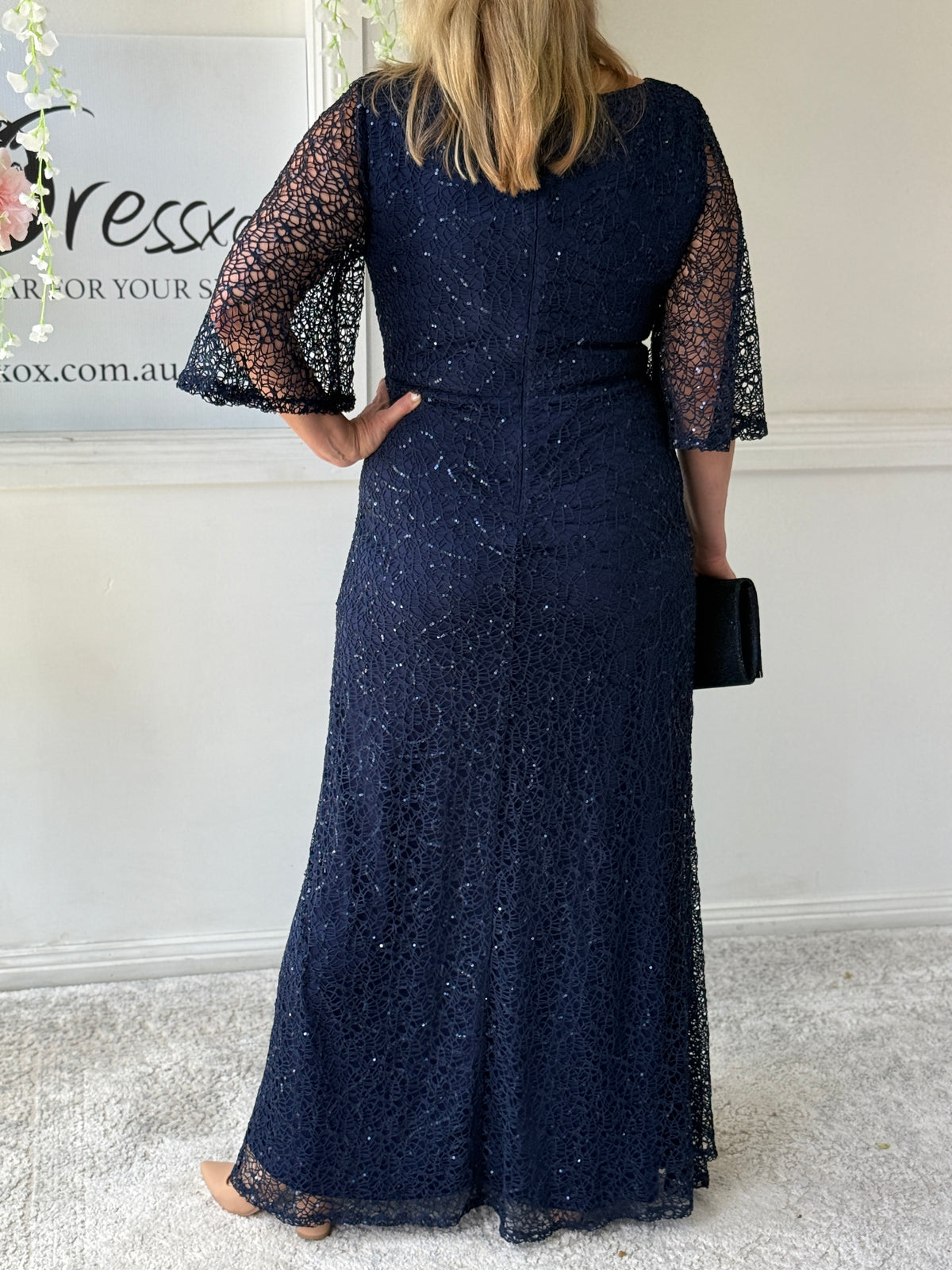 Quora Navy Sequin Gown