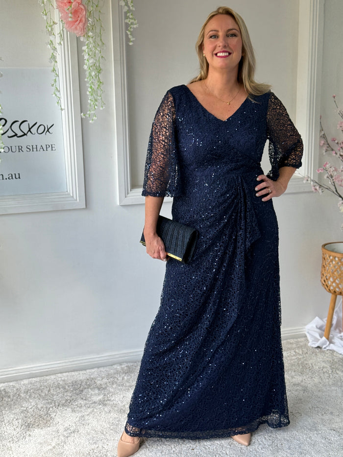 Quora Navy Sequin Gown