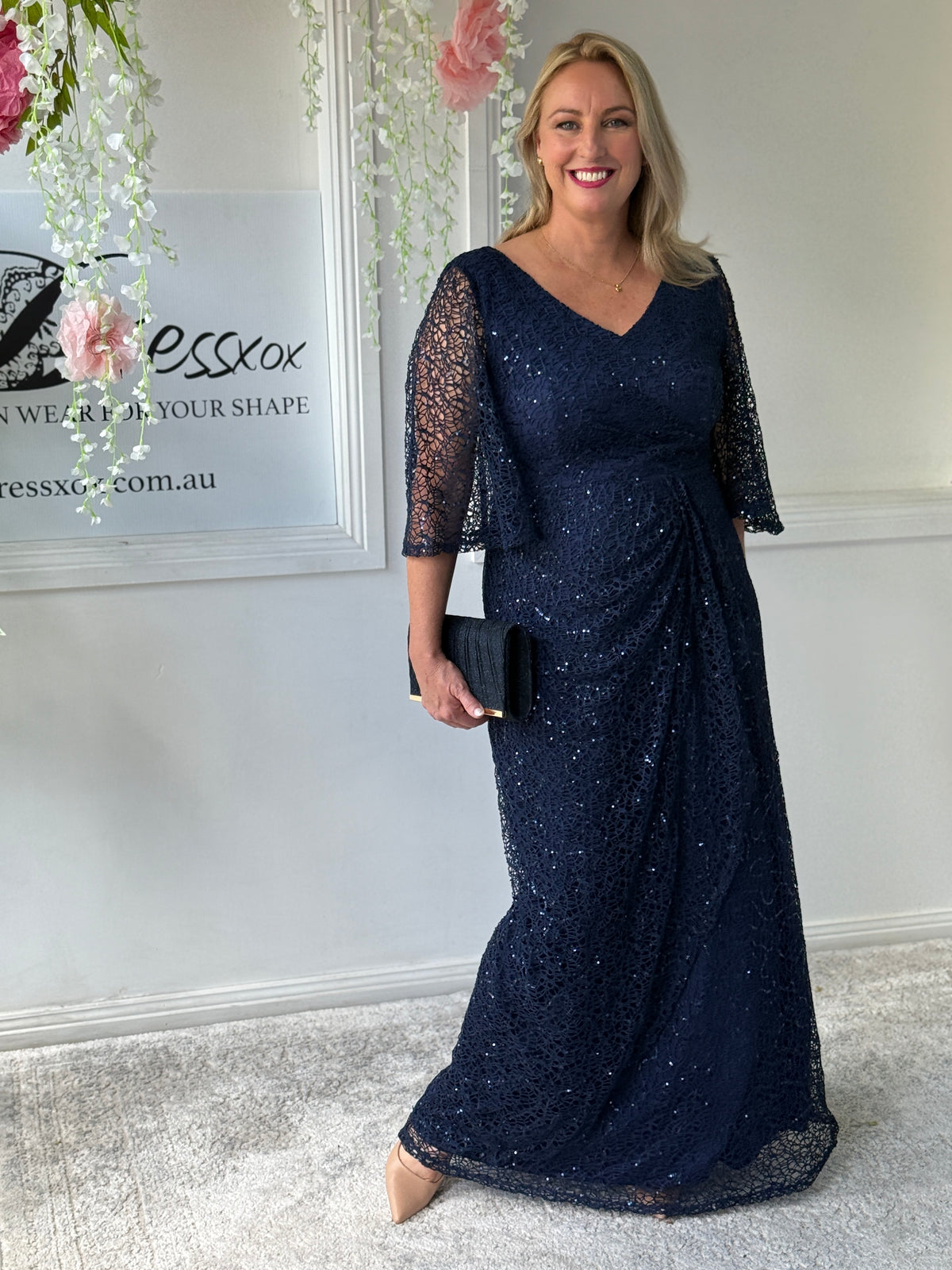 Quora Navy Sequin Gown