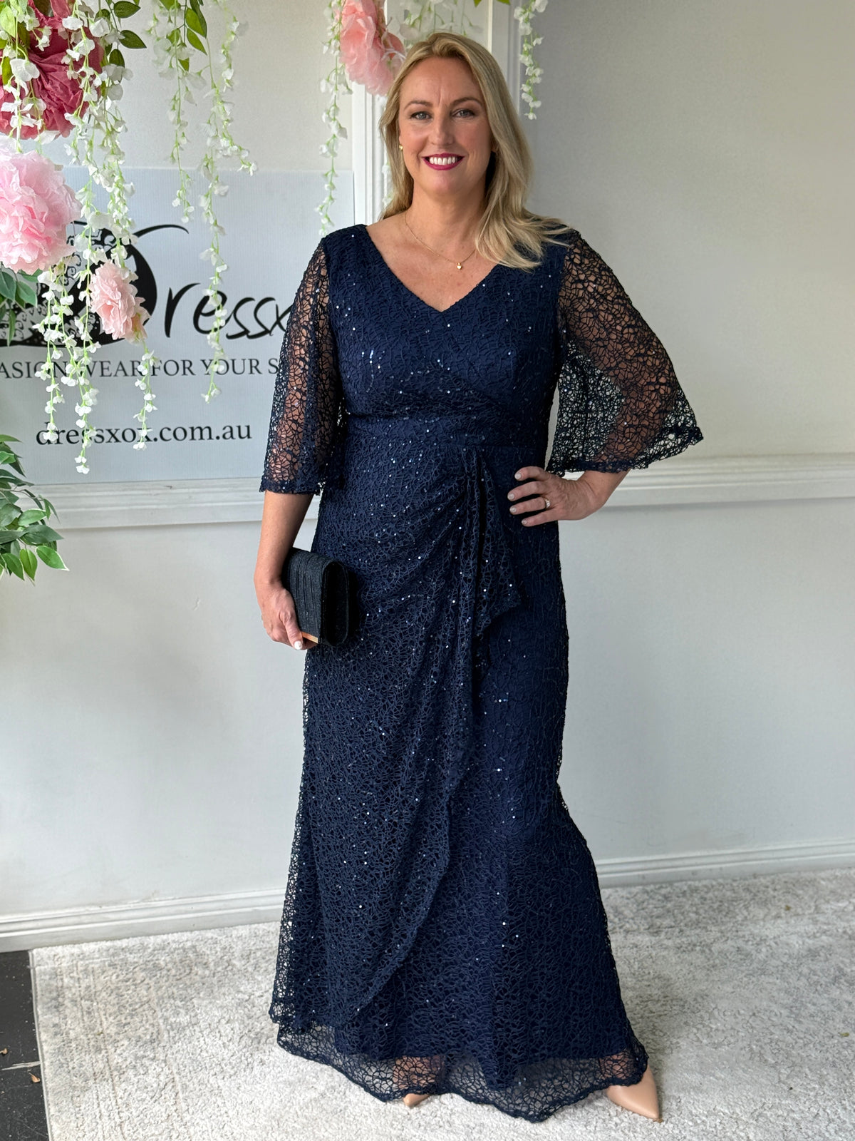 Quora Navy Sequin Gown